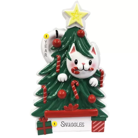 Best PolarX Personalized Cat In A Christmas Tree Ornament