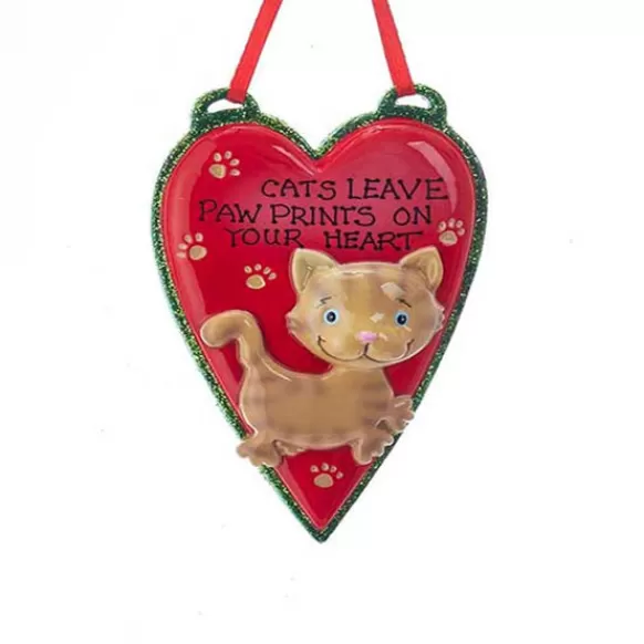 Best Sale Kurt Adler Personalized Cat Paw Prints On Your Heart Ornament C-Tan Cat