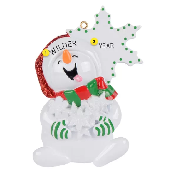 Hot Rudolph & Me Personalized Catching Snowflakes Snowman Ornament