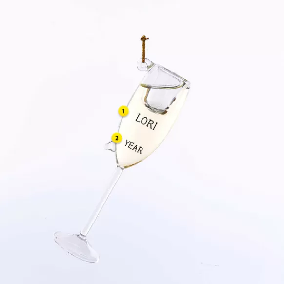 Discount Personalized Champagne Glass Ornament Engaged, Wedding, & Anniversary