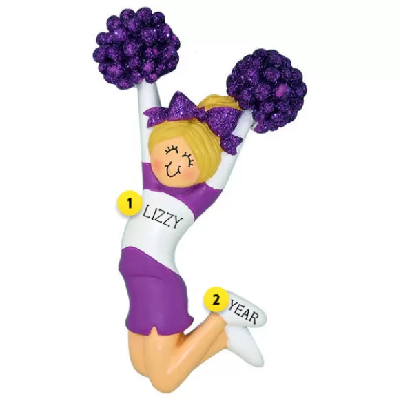 Sale Ornament Central Personalized Cheerleader Purple Uniform Ornament- Female, Blonde