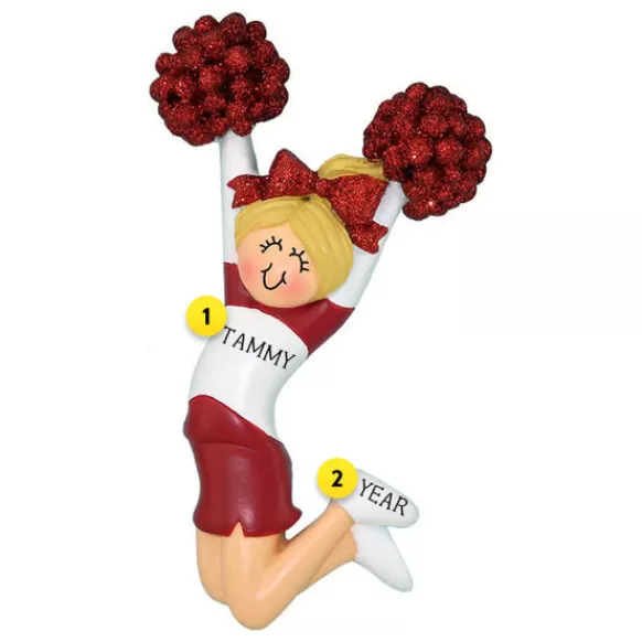 Best Sale Ornament Central Personalized Cheerleader Red Uniform Ornament- Female, Blonde