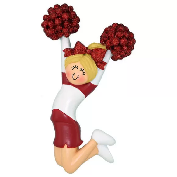 Best Sale Ornament Central Personalized Cheerleader Red Uniform Ornament- Female, Blonde