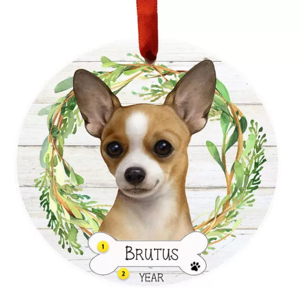 Best E & S Imports Personalized Chihuahua Ornament-Tan & White