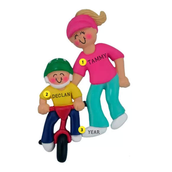 Best Personalized Child Learning To Ride A Bike Ornament -Female Adult ,Blonde Growing Up