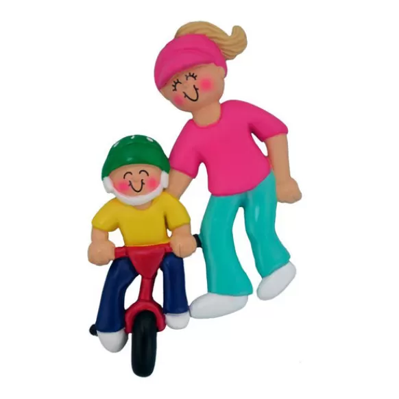 Best Personalized Child Learning To Ride A Bike Ornament -Female Adult ,Blonde Growing Up