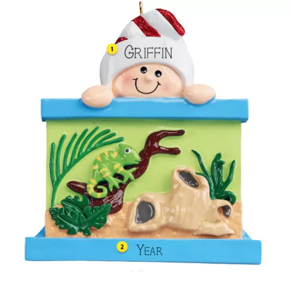 Store Personalized Child With Reptile Cage Ornament Animals