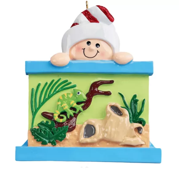 Store Personalized Child With Reptile Cage Ornament Animals