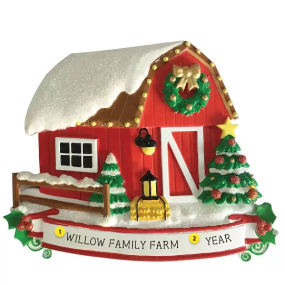 Store Personalized Christmas Barn Ornament Horse & Farm