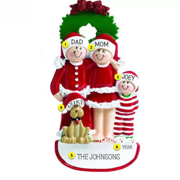 Fashion Rudolph & Me Personalized Christmas Family Of 3 With Dog Ornament