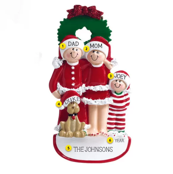 Fashion Rudolph & Me Personalized Christmas Family Of 3 With Dog Ornament