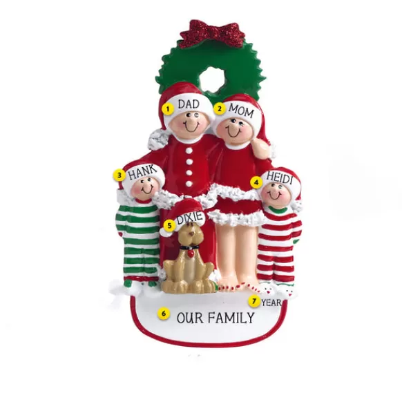 Discount Rudolph & Me Personalized Christmas Family Of 4 With Dog Ornament