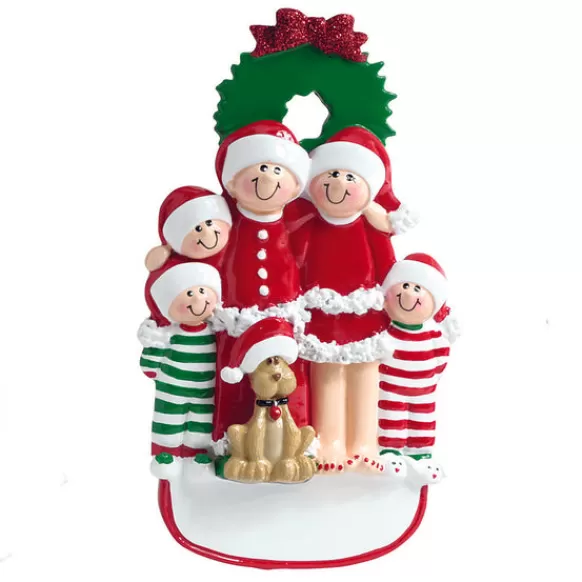 Shop Rudolph & Me Personalized Christmas Family Of 5 With Dog Ornament