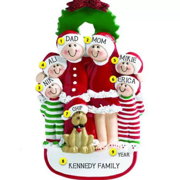 Cheap Rudolph & Me Personalized Christmas Family Of 6 With Dog Ornament