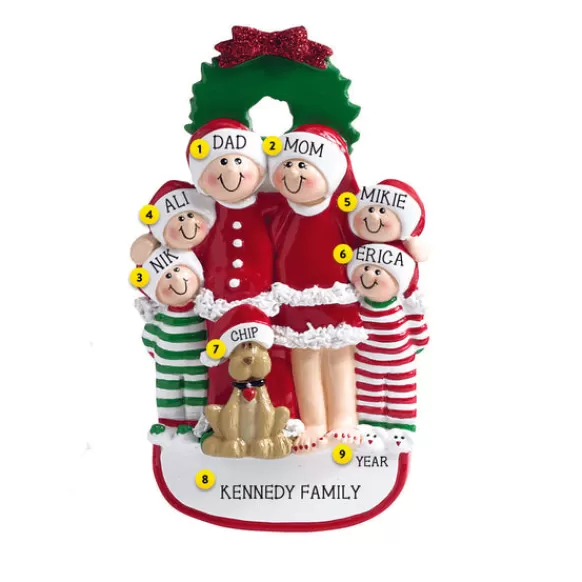 Cheap Rudolph & Me Personalized Christmas Family Of 6 With Dog Ornament