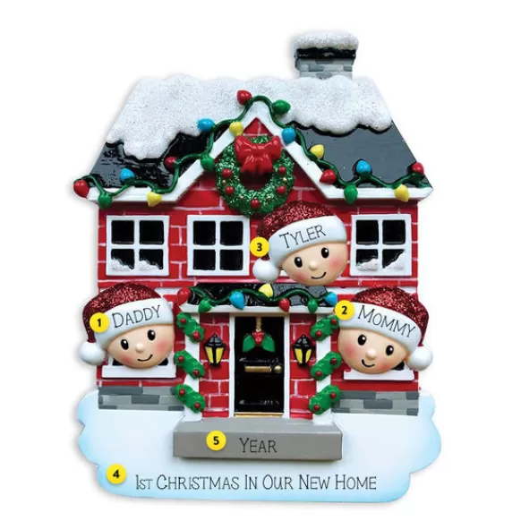 Outlet Personalized Christmas House Family Of 3 Ornament Home & Housewarming