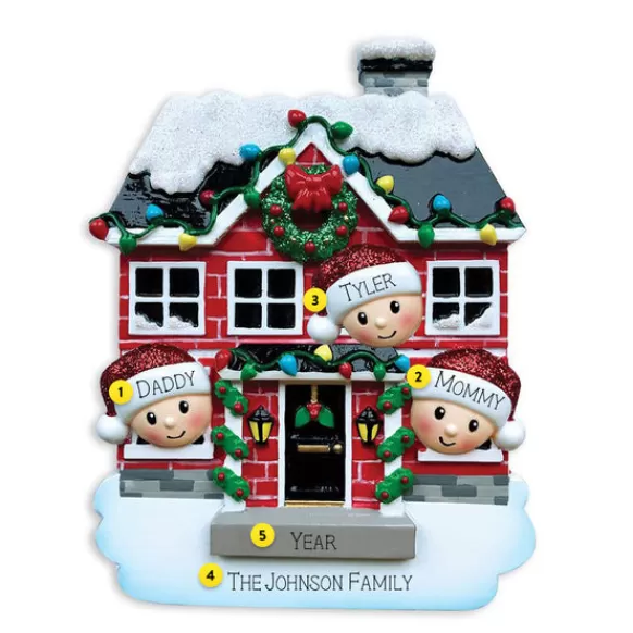 Outlet Personalized Christmas House Family Of 3 Ornament Home & Housewarming