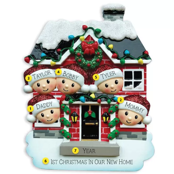 Cheap Personalized Christmas House Family Of 5 Ornament Home & Housewarming