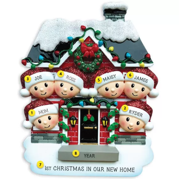 Fashion Personalized Christmas House Family Of 6 Ornament Home & Housewarming