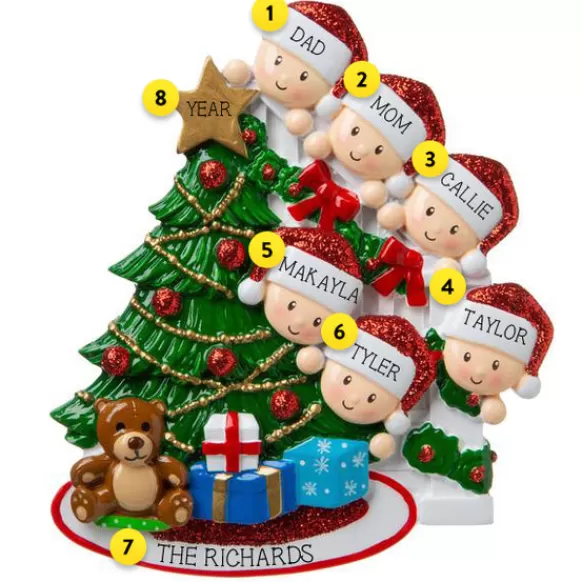 Shop PolarX Personalized Christmas Morning Family Of 6 Ornament