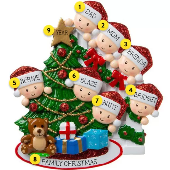 Best PolarX Personalized Christmas Morning Family Of 7 Ornament