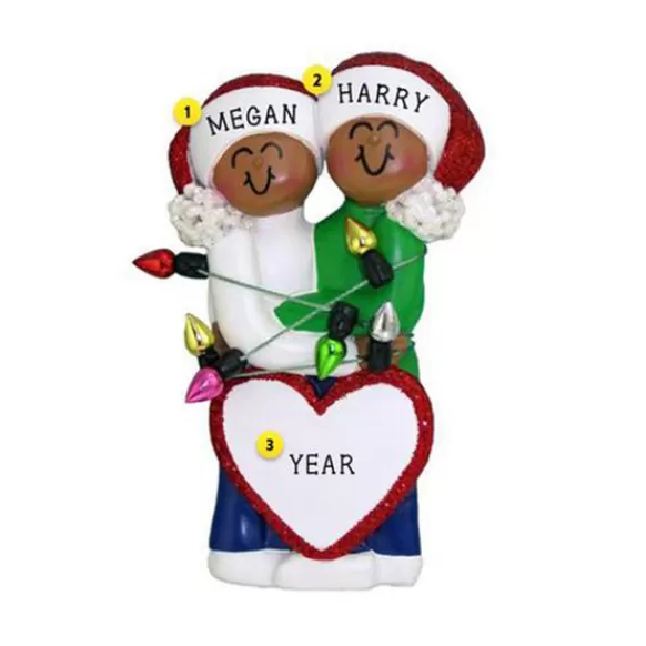 Best Sale Personalized Couple Wrapped In Lights - African American Couples