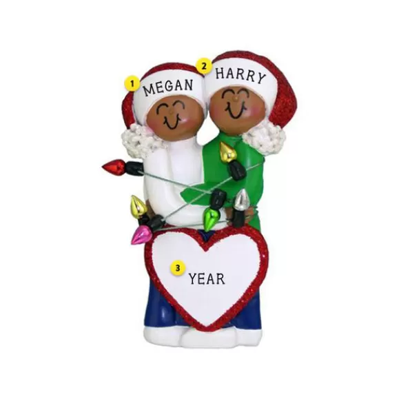 Best Sale Personalized Couple Wrapped In Lights - African American Couples