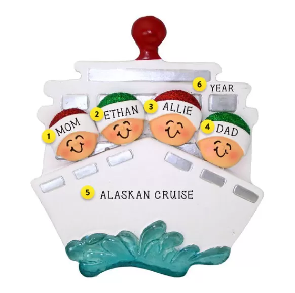 Discount Ornament Central Personalized Cruise Ship Family Of 4 Ornament