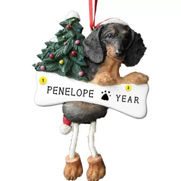 New E & S Imports Personalized Dachshund Dog Ornament - Black