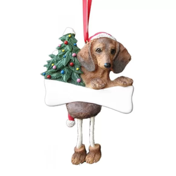 Outlet E & S Imports Personalized Dachshund Dog Ornament - Red