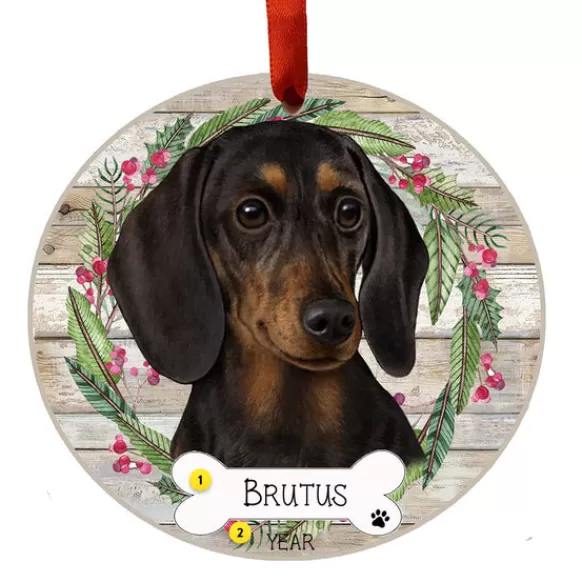 Hot E & S Imports Personalized Dachshund Ornament - Black