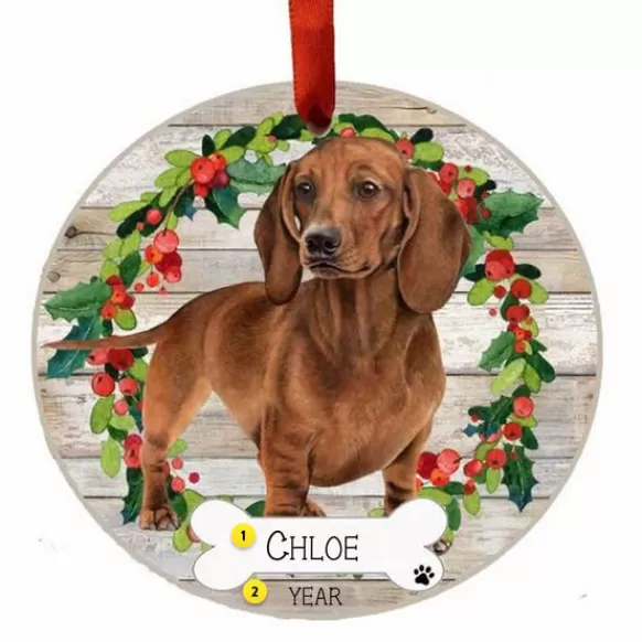 Flash Sale E & S Imports Personalized Dachshund Ornament - Red, Fullbody