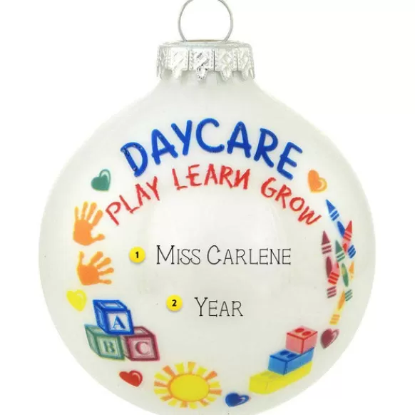 Cheap Personalized Day Care Glass Bulb Ornament School Days