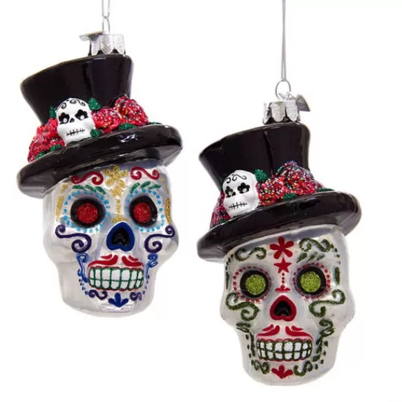 Store Personalized Day Of The Dead Skeleton Head Ornaments Halloween