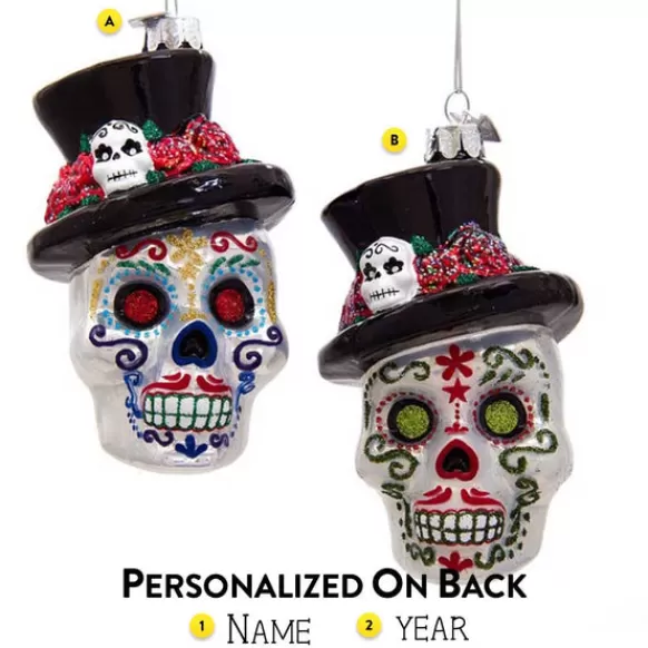 Store Personalized Day Of The Dead Skeleton Head Ornaments Halloween