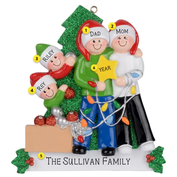 Best Rudolph & Me Personalized Decorating The Tree Family Of 4 Ornament