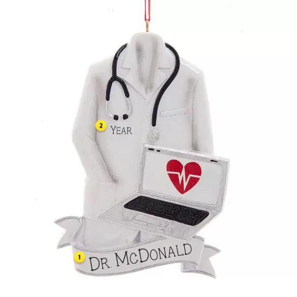 Hot Kurt Adler Personalized Doctor Coat With Laptop Ornament
