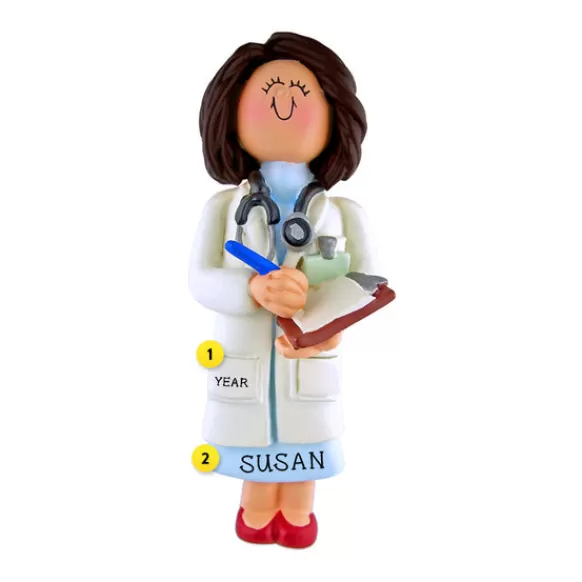 Store Ornament Central Personalized Doctor Ornament - Female, Brown Hair