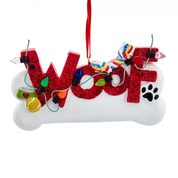 Clearance Kurt Adler Personalized Dog Bone "Woof" Ornament