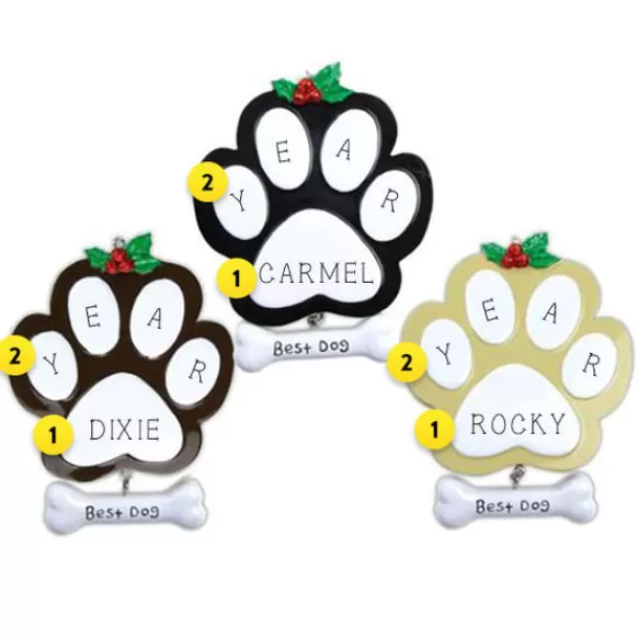 Store PolarX Personalized Dog Paw Ornament