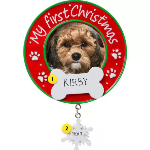 Flash Sale Personalized Dog's First Christmas Picture Frame Ornament Picture Frames