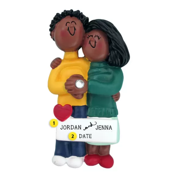 Flash Sale Personalized Engaged Couple Ornament - African-American Male And Female Engaged, Wedding, & Anniversary