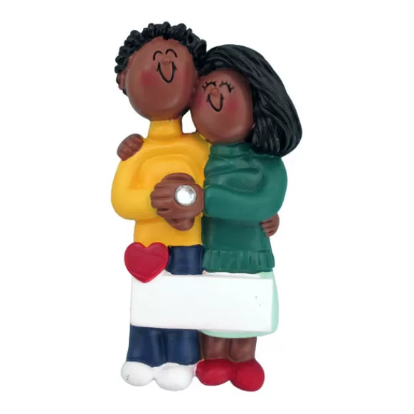 Flash Sale Personalized Engaged Couple Ornament - African-American Male And Female Engaged, Wedding, & Anniversary