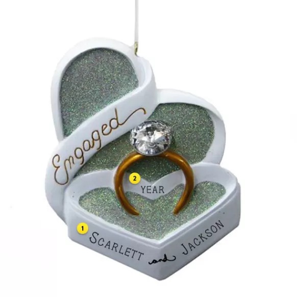 Store Personalized Engaged Heart Shaped Box Ornament Engaged, Wedding, & Anniversary