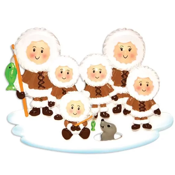 Cheap PolarX Personalized Eskimo Family Of 6 Ornament