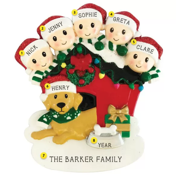 Flash Sale PolarX Personalized Family Of 5 With Dog Ornament