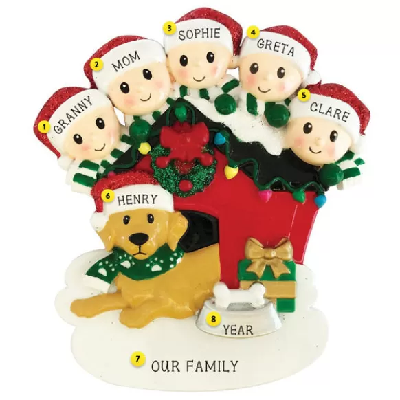 Flash Sale PolarX Personalized Family Of 5 With Dog Ornament