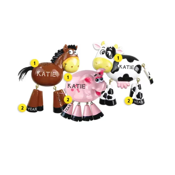 Store Personalized Farm Animals Dangle Legs Ornament Horse & Farm