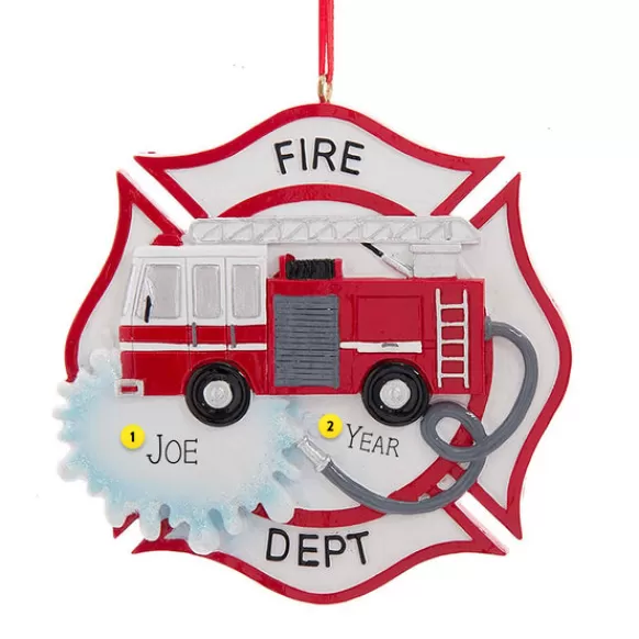 Hot Kurt Adler Personalized Fire Department Shield With Truck Ornament