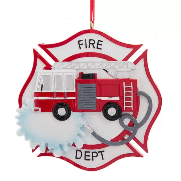 Hot Kurt Adler Personalized Fire Department Shield With Truck Ornament